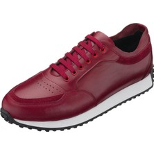 Costo Shoes YC2023 Bordo Deri Erkek Spor Ayakkabı Rahat Hafif Taban Geniş Kalıp