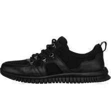 Costo Shoes YKP04 Siyah Deri ve Siyah Süet ile Garnili Olarak Rahat Geniş Kalıp Kaucuk Taban El Işçiliği ile Üretilmiştir.