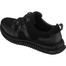 Costo Shoes YKP04 Siyah Deri ve Siyah Süet ile Garnili Olarak Rahat Geniş Kalıp Kaucuk Taban El Işçiliği ile Üretilmiştir.