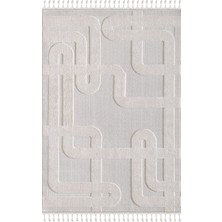 Empera Ibiza - Benita Geometrik Toz Vermeyen Iskandinav Desen Saçaklı Halı