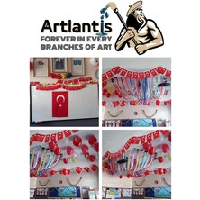 Artlantis Ipli Ata Bayrak Orta Boy 40'lı 8X13CM 1 Paket Atalı Bayrak Kağıt Ipli Sıralı Ayyıldız Bayrak Sınıf Süsü Okul Bayram