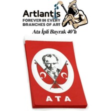 Artlantis Ipli Ata Bayrak Küçük Boy 40'lı 6X10CM 3 Paket Atalı Bayrak Kağıt Ipli Sıralı Ayyıldız Bayrak Sınıf Süsü Okul Bayram