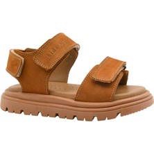 Santos Çift Cırtlı Hakiki Deri Unisex Çocuk Sandalet Tarçın Rengi
