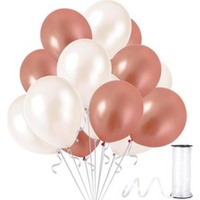 Kidspartim Metalik Rose Gold ve Beyaz Balon