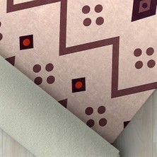 Carpettex Şık Tasarımlı Kilim Desenli Halı Kaymaz Taban Makinada Yıkanabilir Iskandinav Tarzı Bej Kırmızı Renkli