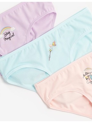 June Kız Çocuk Unicorn Baskılı 3lü Külot