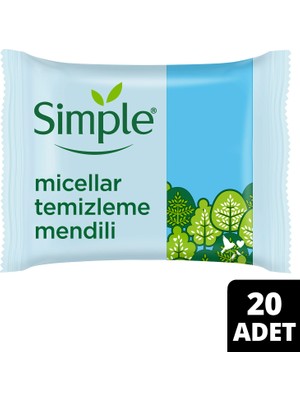 Simple Kind To Skin Micellar Yüz Temizleme Mendili Hassas Ciltler İçin 20 Adet