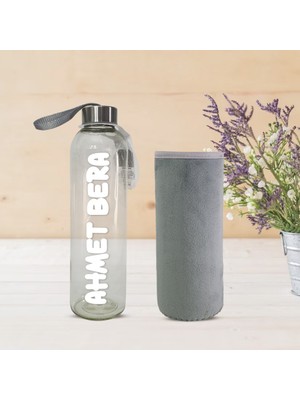Hediye Kesesi Kişiye Özel Peluş Kılıflı Cam MATARA 750 ML