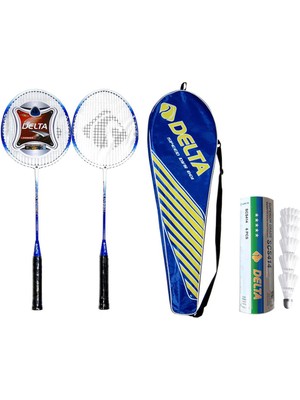 Delta 2 Adet Tek Parça Deluxe Badminton Raketi + Çantası + 6 Adet Dengeli Hız Badminton Topu Seti