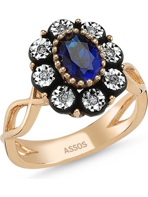 Assos Safir Renkli Elmas Yüzük