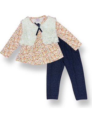 Mnk Baby & Kids Bolerolu Çiçekli Taytlı Çocuk Takım MNK0441