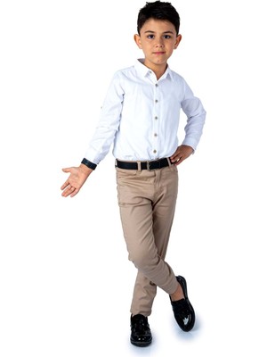 Mnk Baby Erkek Çocuk Takım Gömlek ve Pantolon Seti Şık Tasarım 100% Pamuklu MNK0422
