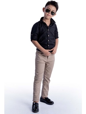 Mnk Baby Erkek Çocuk Apoletli Kollu Gömlek Tarz Takım MNK0422 Özel Olay İçin Şık