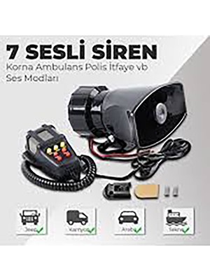 BTM Otomotiv BTM 7 Sesli Mikrofonlu Megafon Siren 100 Watt Yüksek Sesli Modeli Türkiye Menşeli