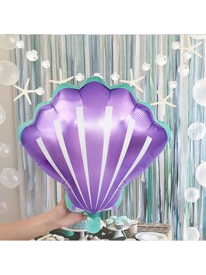 Pandoli Hawaian Deniz Kabuğu Şeklinde Mor Mavi Renk Folyo Balon 51 x 55,5 cm 1 Adet