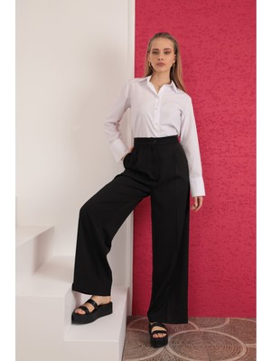 Kaktüs Moda Soft Kumaş Crop Kadın Inci Düğme Detay Gömlek-Beyaz