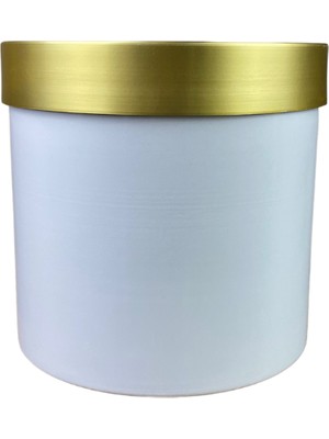 Cihan Çiçekçilik Gold Kemerli 30X30 Beyaz Saksı
