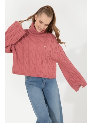 U.S. Polo Assn. Kadın Koyu Pembe Triko Kazak 50254500-VR167