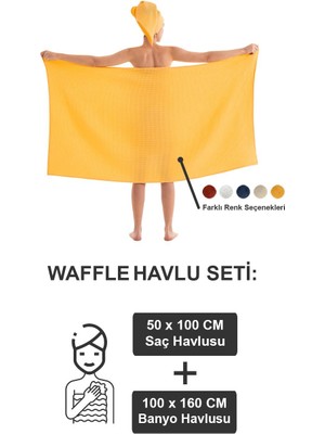 Waffle Banyo Havlu Seti Sarı