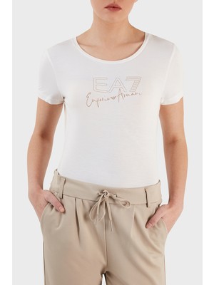 Ea7 Slim Fit Bisiklet Yaka T Shirt Bayan T Shirt 3RTT21 Tjkmz 1100