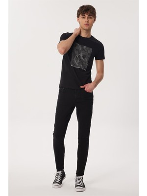 Lee Cooper Charles Erkek %100 Pamuk O Yaka T-Shirt Siyah