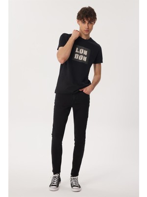 Lee Cooper Michael Erkek %100 Pamuk O Yaka T-Shirt Siyah