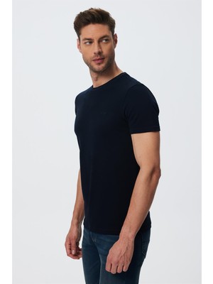 Lee Cooper Twıngos 2 Erkek Pike O Yaka T-Shirt Lacivert