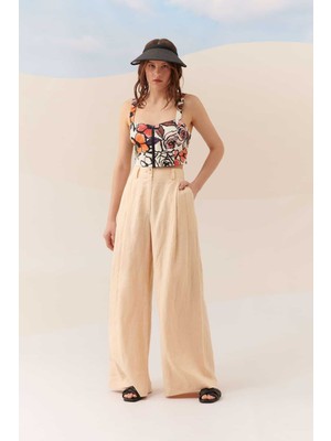 ROMAN Geniş Paça Pantolon Naturel Y2312060_069