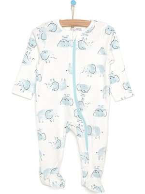 Hello Baby Hellobaby Yenidoğan Sevimli Filler Uzun Kollu Fermuarlı Patikli Tulum Erkek Bebek