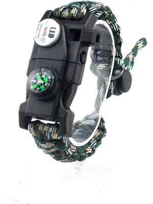 Nurcamp Outdoor Aksesuarları Paracord Kamp Bileklik Hayatta Kalma Bilekliği Yeşil