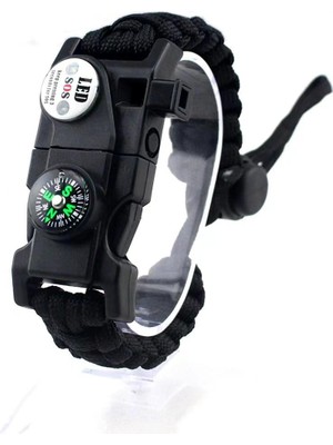 Nurcamp Outdoor Aksesuarları Paracord Kamp Bileklik Hayatta Kalma Bilekliği Siyah