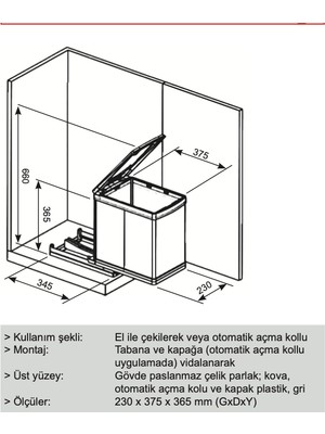 Hafele Bravo Çöp Kutusu Paslanmaz Çelik 35cm 16lt