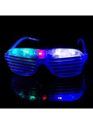 Go İthalat LED Işıklı Pilli Panjur Şekilli Rengarenk Yanıp Sönen Lüks Parti Gözlüğü Karışık 12 Adet