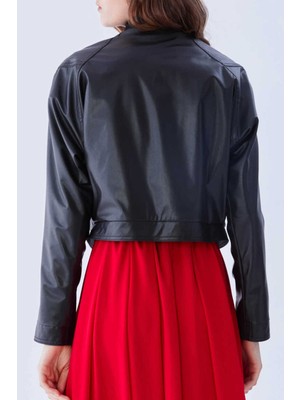 ROMAN Deri Görünümlü Kısa Ceket Siyah Y2117508_001