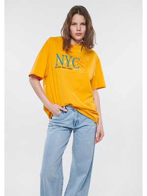 Mavi Kadın NYC Baskılı Sarı Tişört 1611563-71396