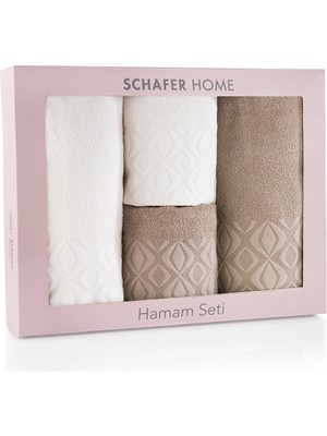 Schafer Home Cleo Hamam Seti 4 Parça-Bej - Ekru