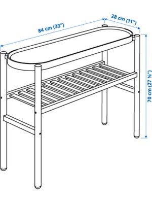 IKEA Çiçeklik Bambu-Beyaz Renk 70 cm Meridyendukkan Iç Mekan- Balkon Dekorasyonu