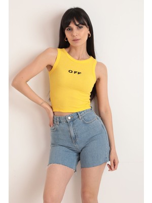 Elissa Life Styler Kaşkorse Kumaş Off Yazılı Kadın Crop