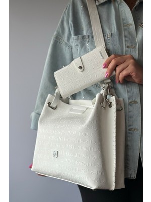 Just Polo Büyük Boy Örgü Detaylı 4 Bölmeli Kadın Omuz Çantası  4031