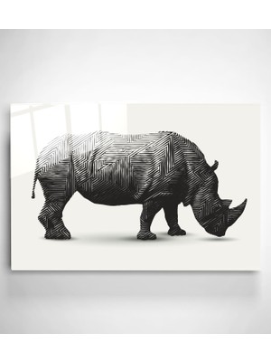 Hinora Çizgili Gergedan Cam Tablo, Dekoratif Cam Tablo