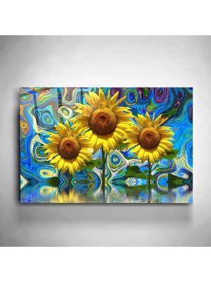 Hinora Ayçiçekleri Cam Tablo, Dekoratif Cam Tablo