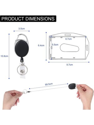 Teotake Teotake Okul Ofis Kimlik Kartı Anahtarlık Ve Kemer Klipsi Eklentisi İçin Geri Çekilebilir Makara Seti İle 4 Adet Iki Taraflı Yatay Dikey Kimlik Kartı Tutucu (Yurt Dışından)