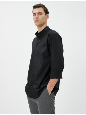 Koton Basic Gömlek Klasik Yaka Uzun Kollu Düğmeli Pamuklu Non Iron