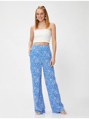 Koton Palazzo Pantolon Çiçekli Beli Lastikli