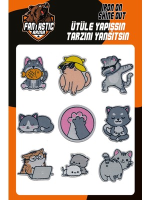 Fantastic Ütü Ile Yapışan Dokuma Arma Seti Patch Kedi, Kedicik, Pati Modeli