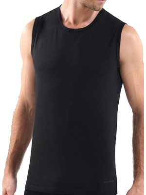Tender Cotton Sıfır Yaka Sıfır Kol Siyah Atlet 9234
