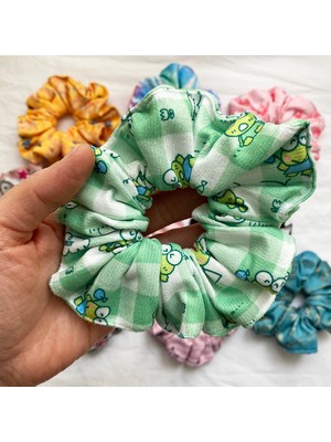 ModaZey Kurbağa Desenli Scrunchie & Lastikli Toka