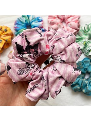 ModaZey Kuromi Çizgili Desenli Scrunchie& Lastikli Toka