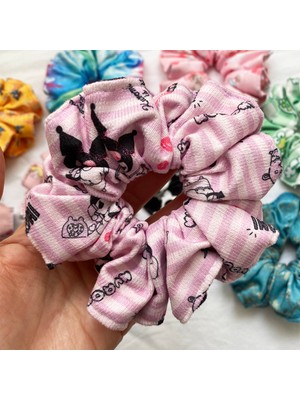 ModaZey Kuromi Çizgili Desenli Scrunchie& Lastikli Toka