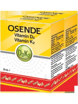 Osende D3K2 Damla 2'li Kutu Vitamin D3 ve K2 İçeren Sporcu Besinleri 20 ml